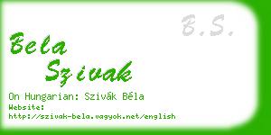 bela szivak business card